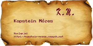 Kopstein Mózes névjegykártya
